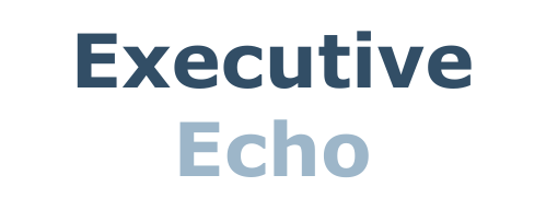 executive echo name in blue letters with white background